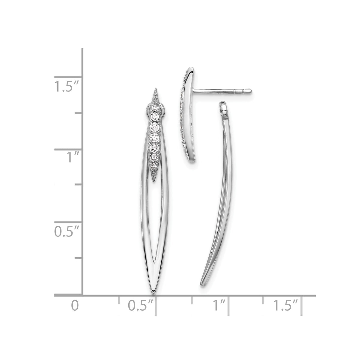 Sterling Silver Marquise Drop Earrings with Cubic Zirconia, Long Lightweight Dangle Design