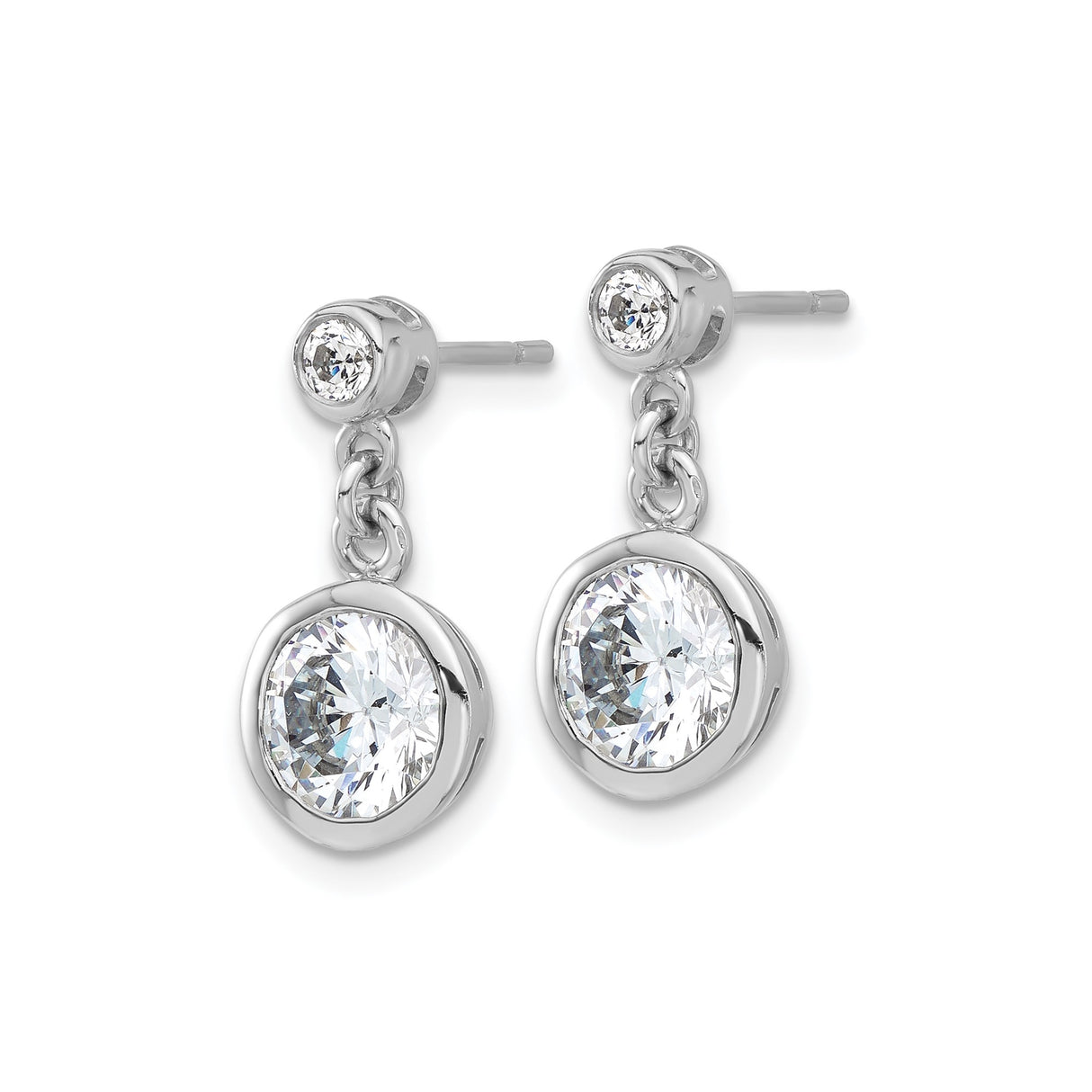 Sterling Silver Drop Earrings with Cubic Zirconia, Modern Minimalist Dangle Design