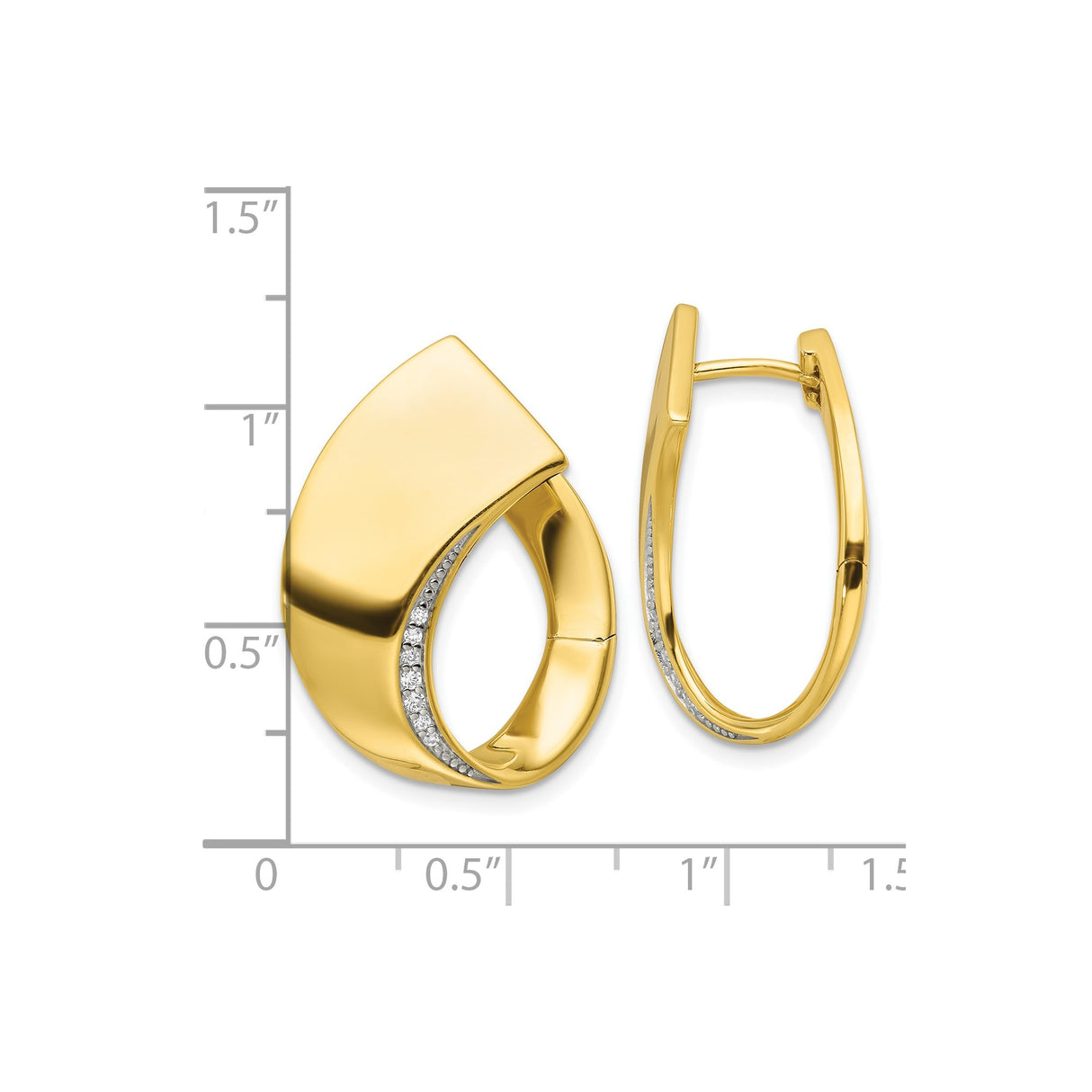 Sterling Silver Teardrop Earrings with Cubic Zirconia, Asymmetrical Hoop Design