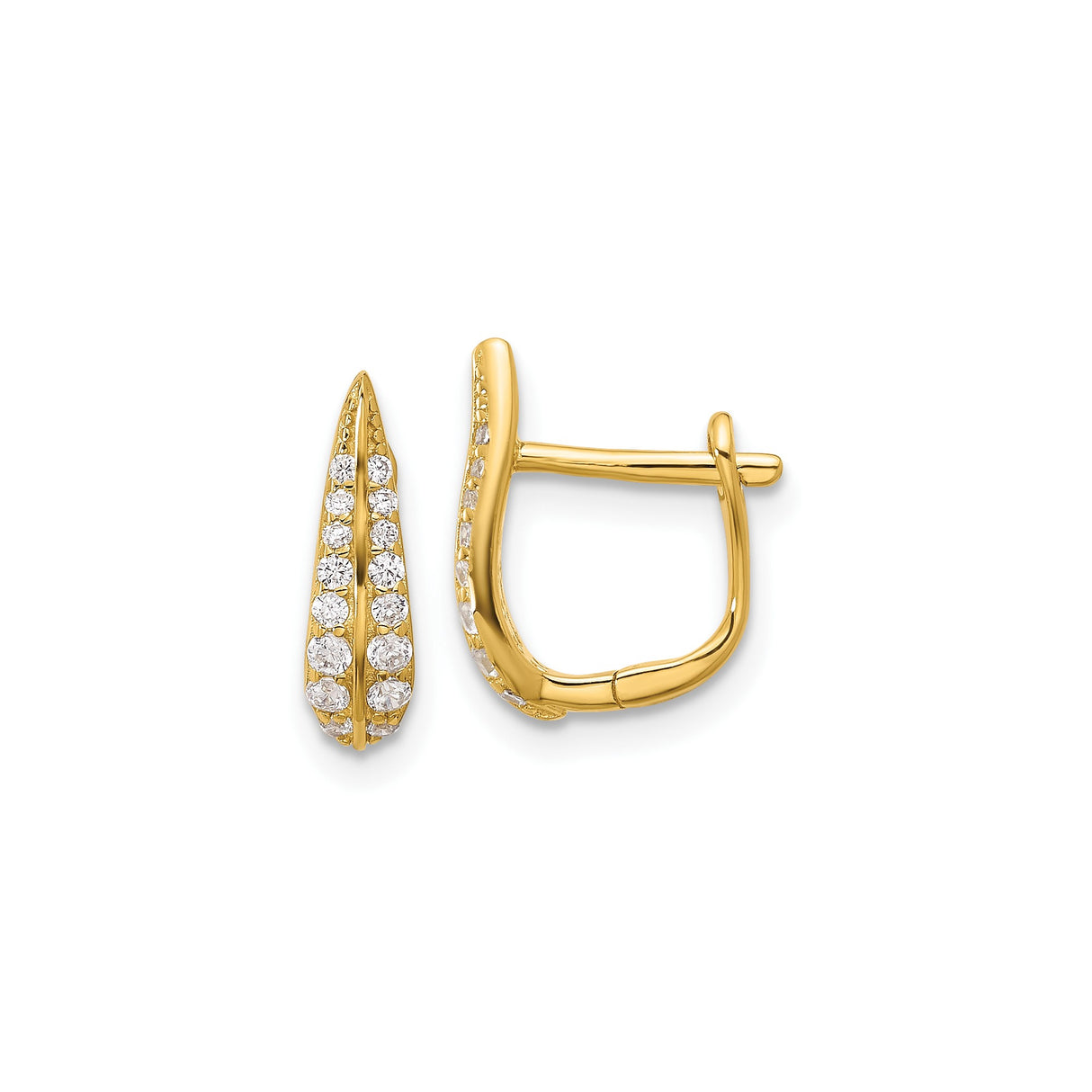Sterling Silver Tapered Hoop Earrings with Cubic Zirconia, Gold Plated, Sleek Modern Design
