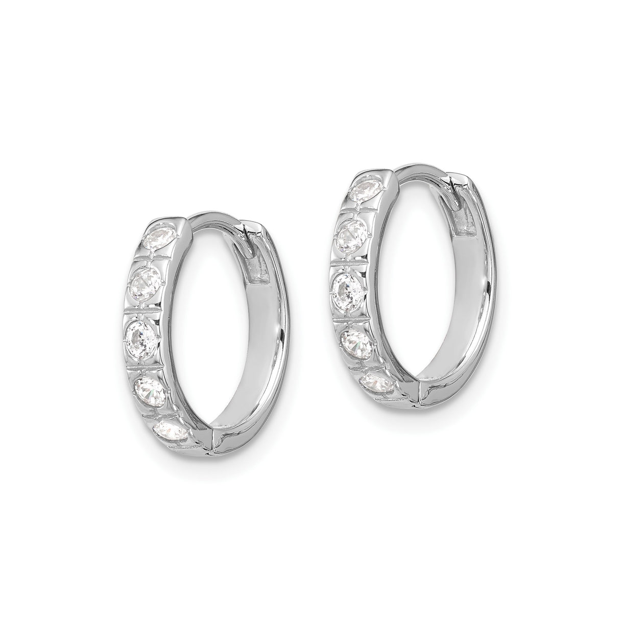 Sterling Silver Hoop Earrings with Channel-Set Cubic Zirconia, Huggie Style for Women