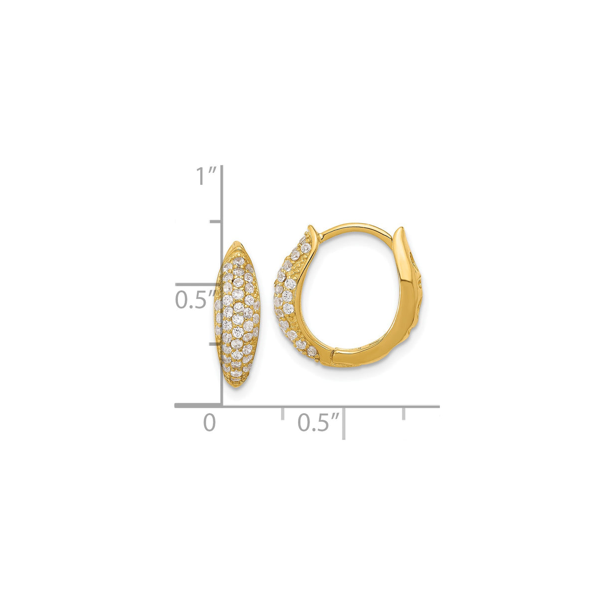 Sterling Silver Hoop Earrings with Cubic Zirconia, Marquise Design, Gold-Plated Modern Style