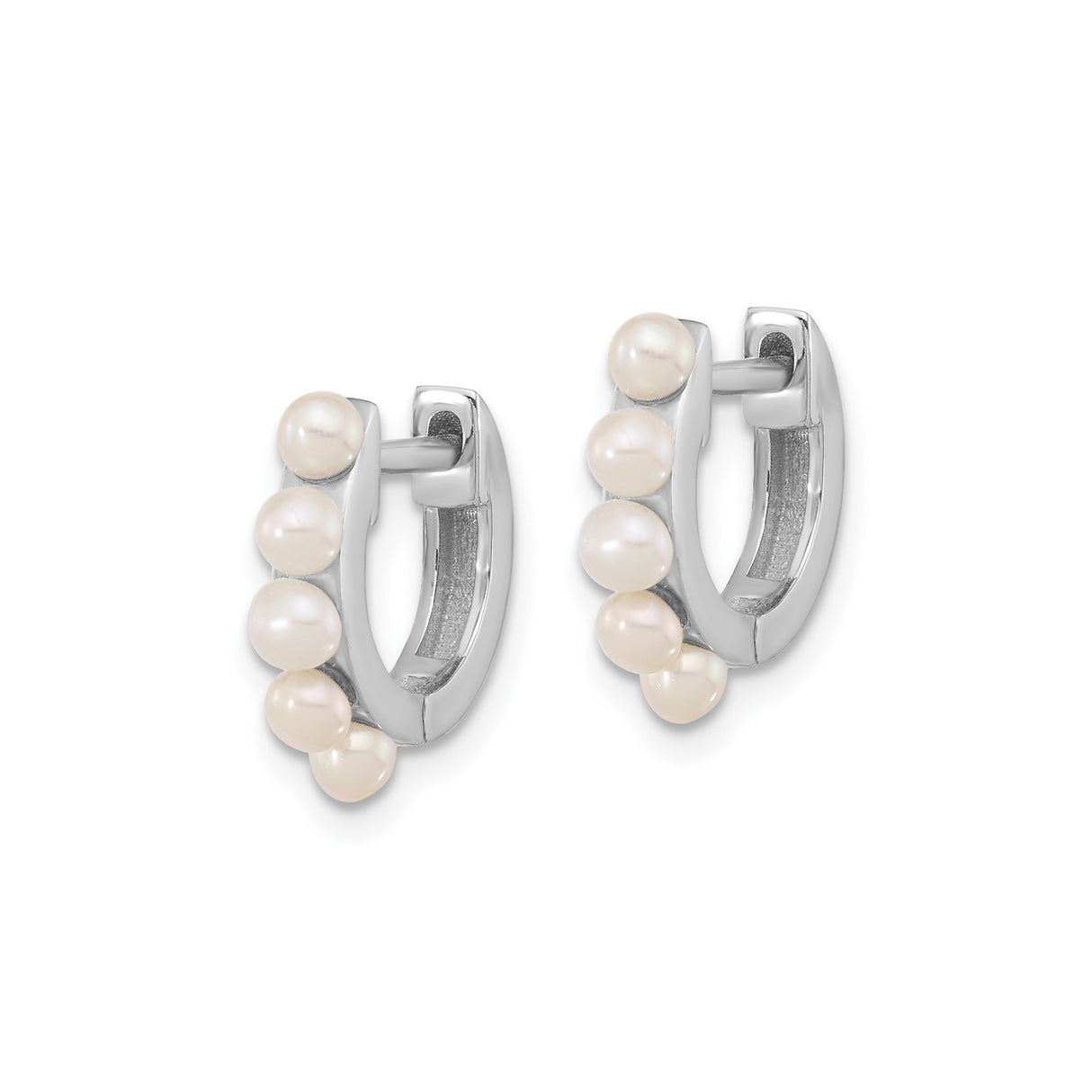 Sterling Silver Hoop Earrings with Light Pink Freshwater Cultured Pearl, Classic Bridal Style