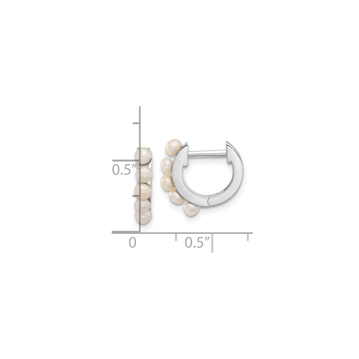 Sterling Silver Hoop Earrings with Light Pink Freshwater Cultured Pearl, Classic Bridal Style