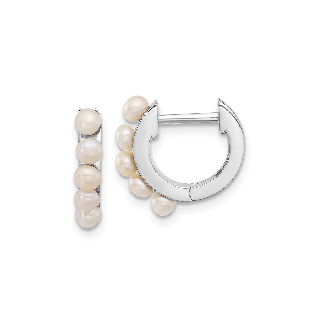 Sterling Silver Hoop Earrings with Light Pink Freshwater Cultured Pearl, Classic Bridal Style