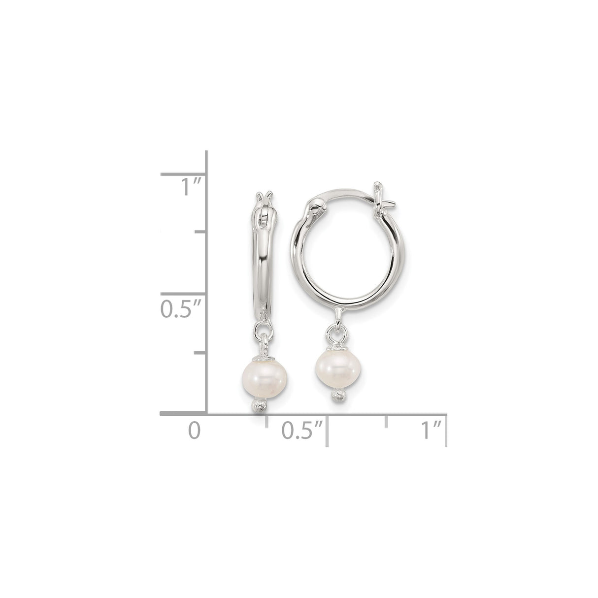 Sterling Silver Hoop Earrings with Dangling Freshwater Pearls, Classic Bridal Style