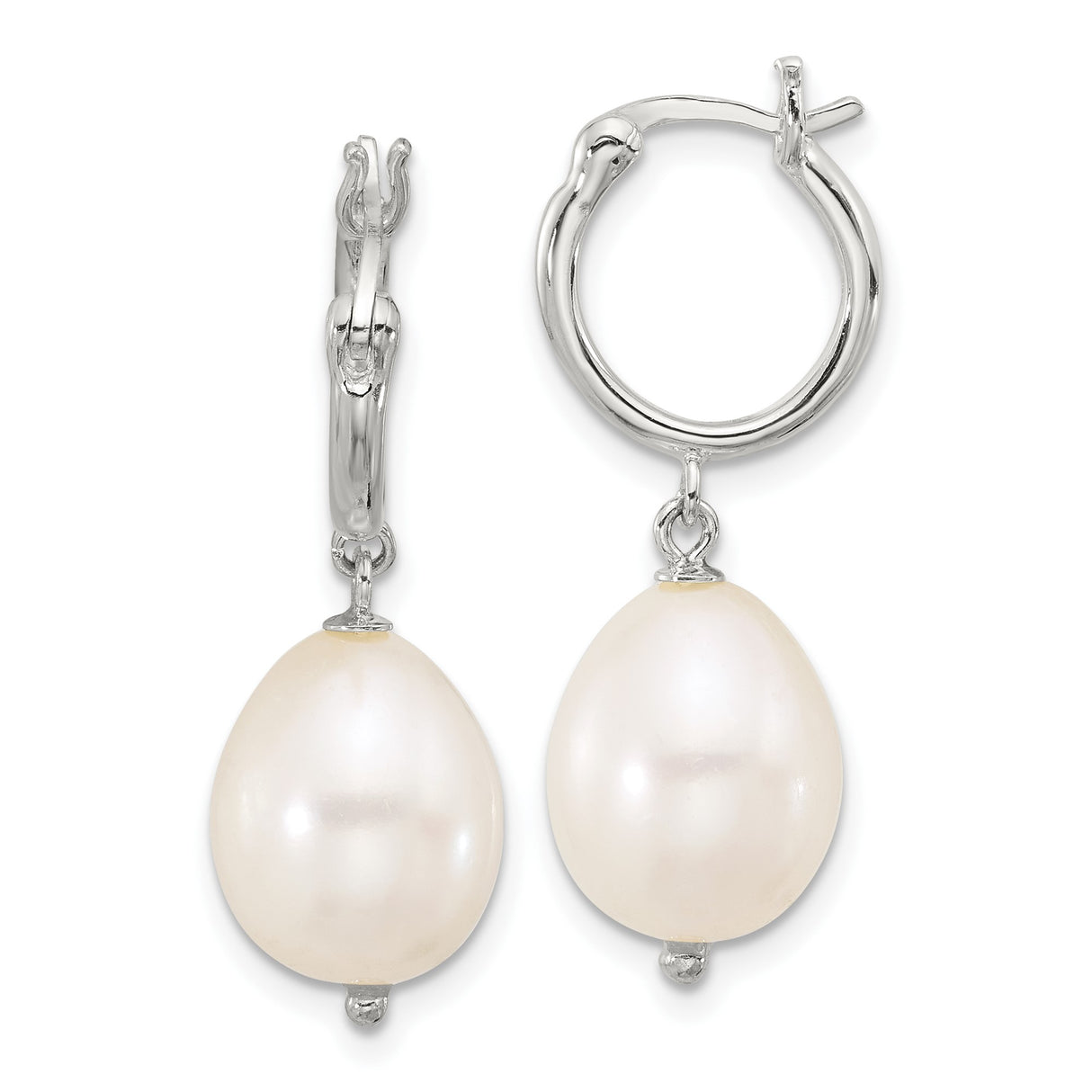 Sterling Silver Drop Earrings with Freshwater Pearls, Classic Teardrop Design for Women