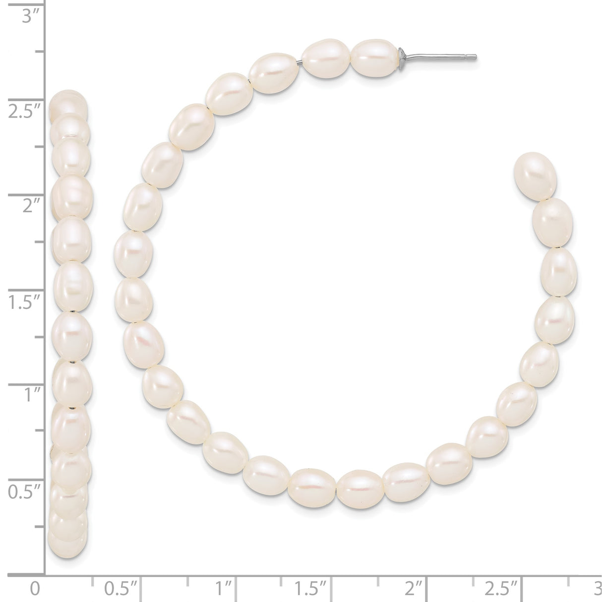 Sterling Silver Hoop Earrings with Natural White Freshwater Pearls, Classic and Elegant Design