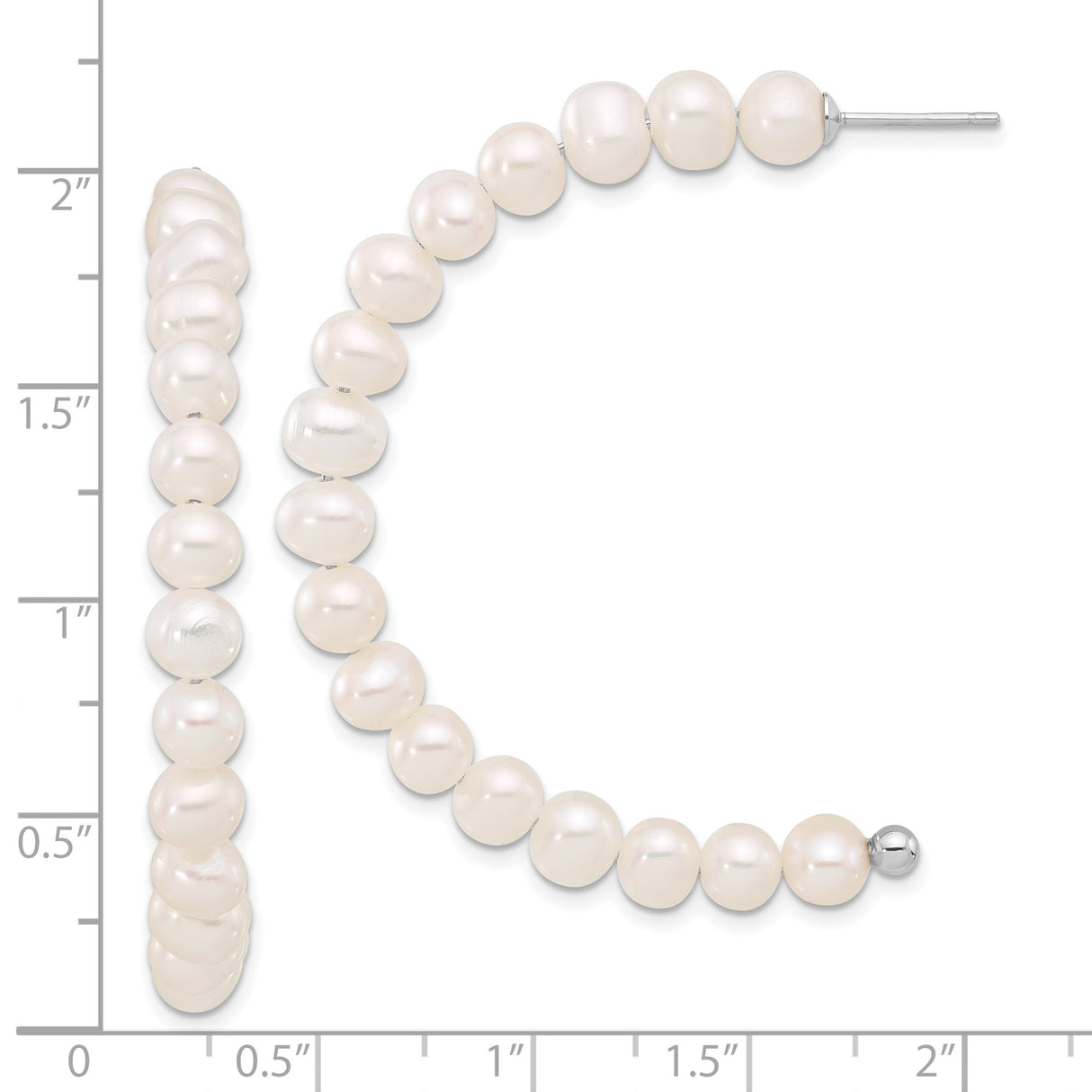 Sterling Silver Hoop Earrings with Natural Freshwater Pearls, Classic J-Hoop Design