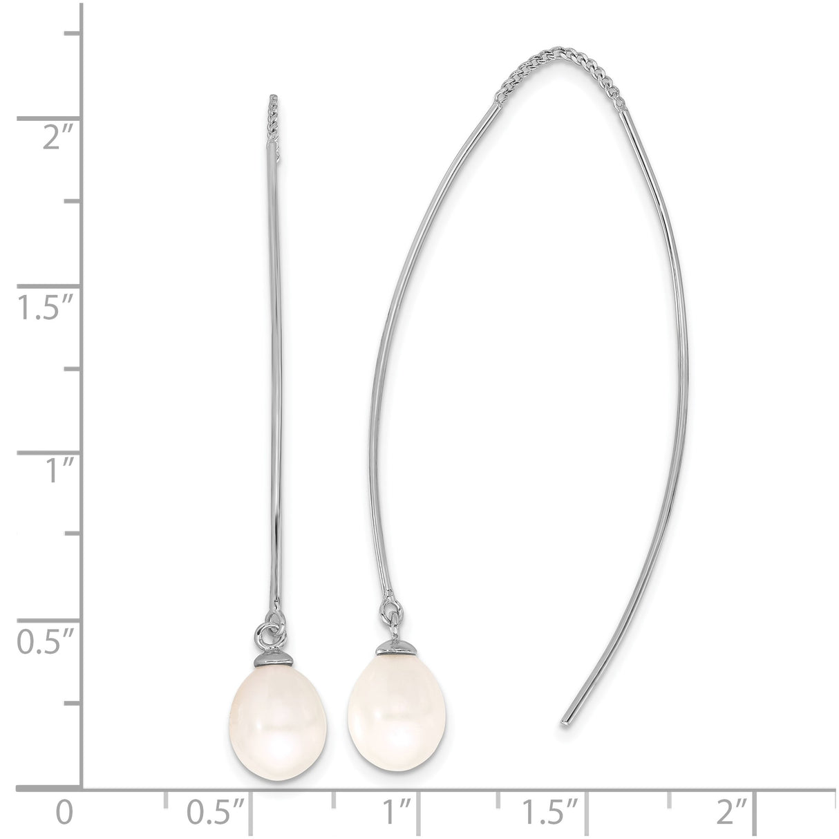 Sterling Silver Threader Earrings with Teardrop Freshwater Pearls, Dainty Long Drop Style