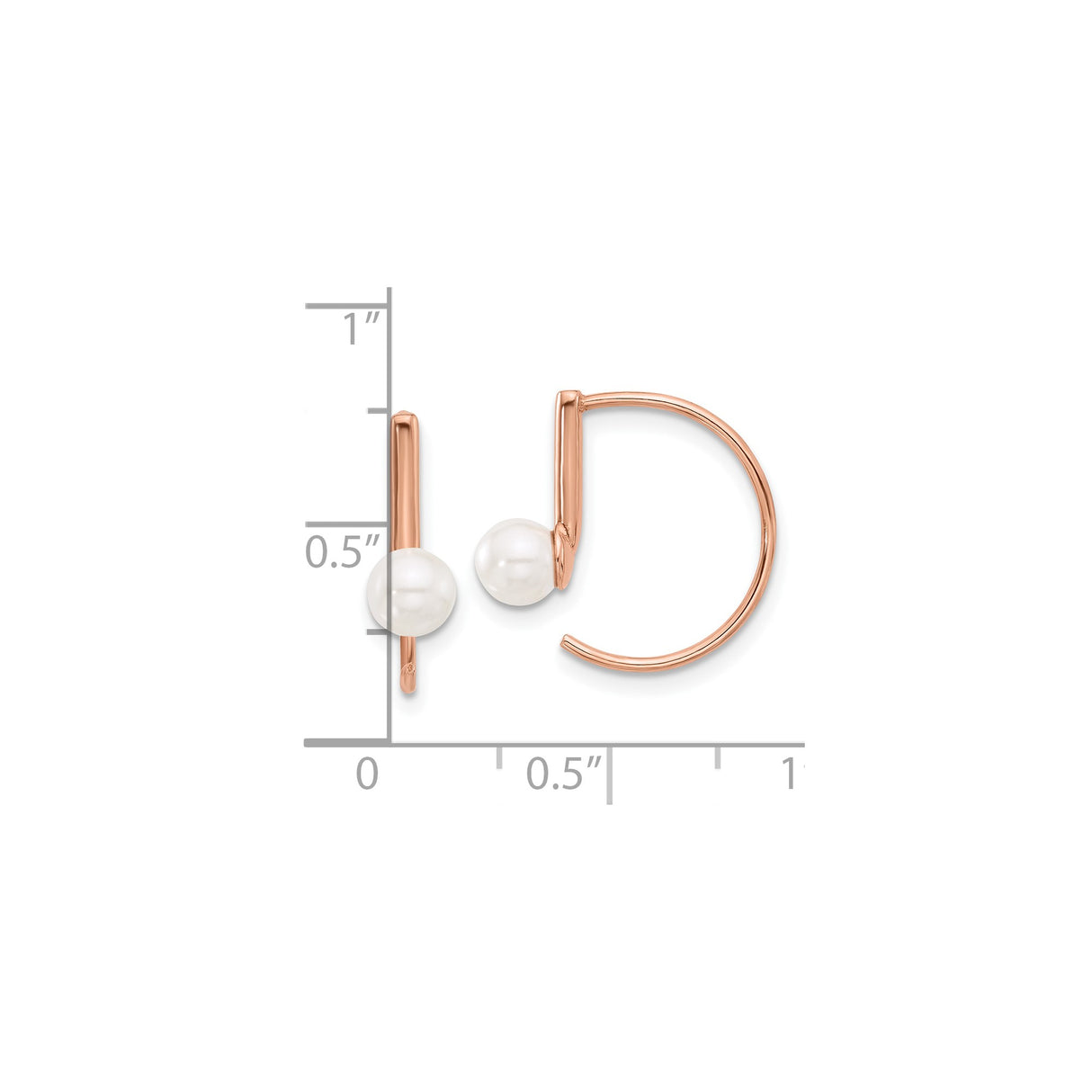Sterling Silver Rose Gold Plated Hoop Earrings with White Cultured Pearls, Modern Minimalist Style