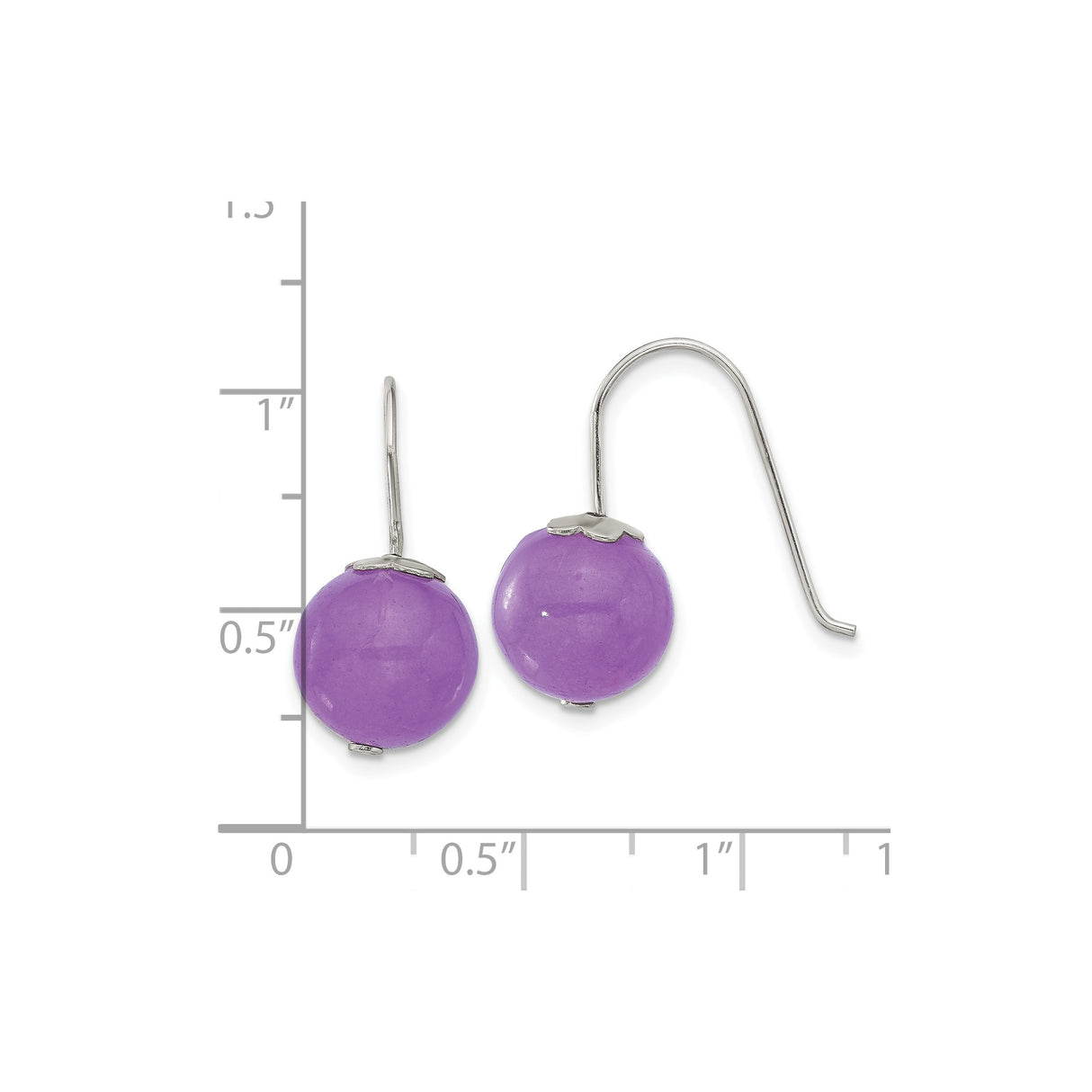Sterling Silver Dangle Earrings with Purple Jade Beads, Minimalist Boho Style for Women