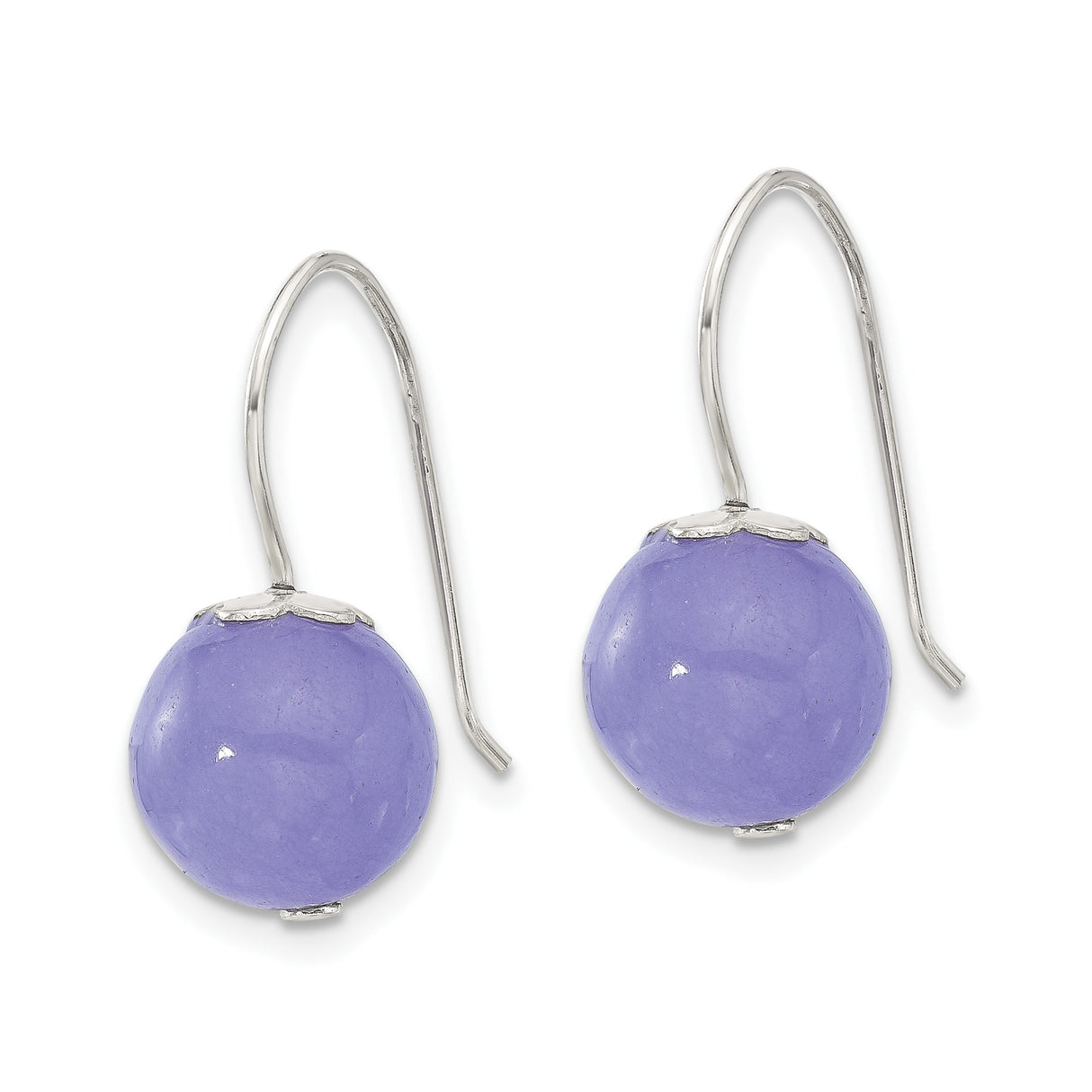 Sterling Silver Drop Earrings with Lavender Jade, Minimalist Dangle Design for Women
