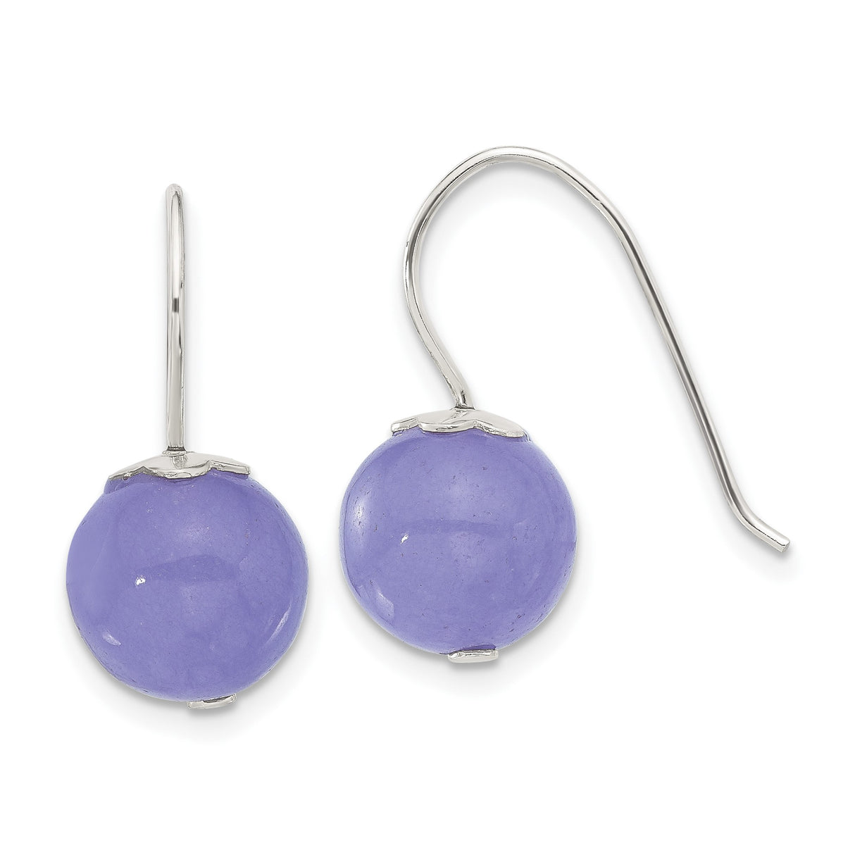 Sterling Silver Drop Earrings with Lavender Jade, Minimalist Dangle Design for Women