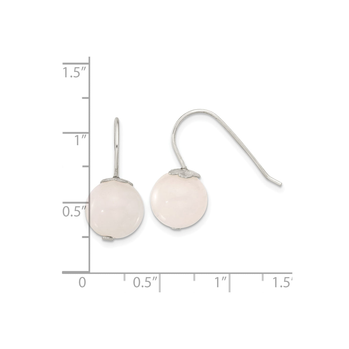Sterling Silver Drop Earrings with Rose Quartz and Floral Cap Detail