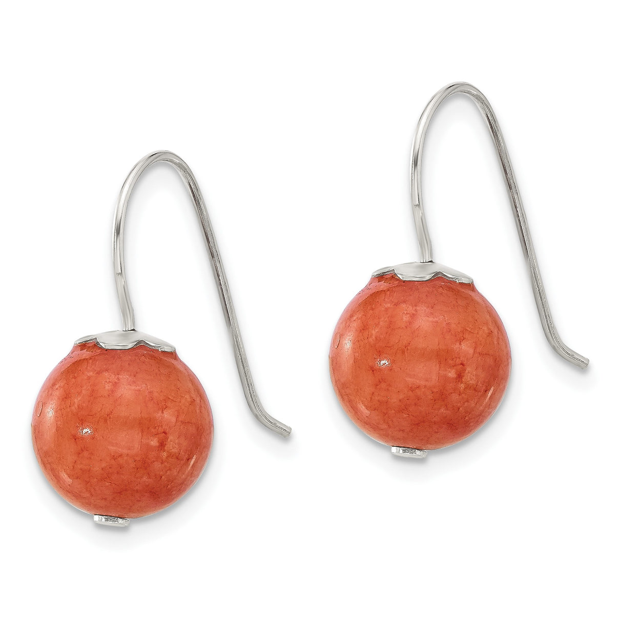 Sterling Silver Drop Earrings with Orange Quartz, Minimalist Boho Style for Women