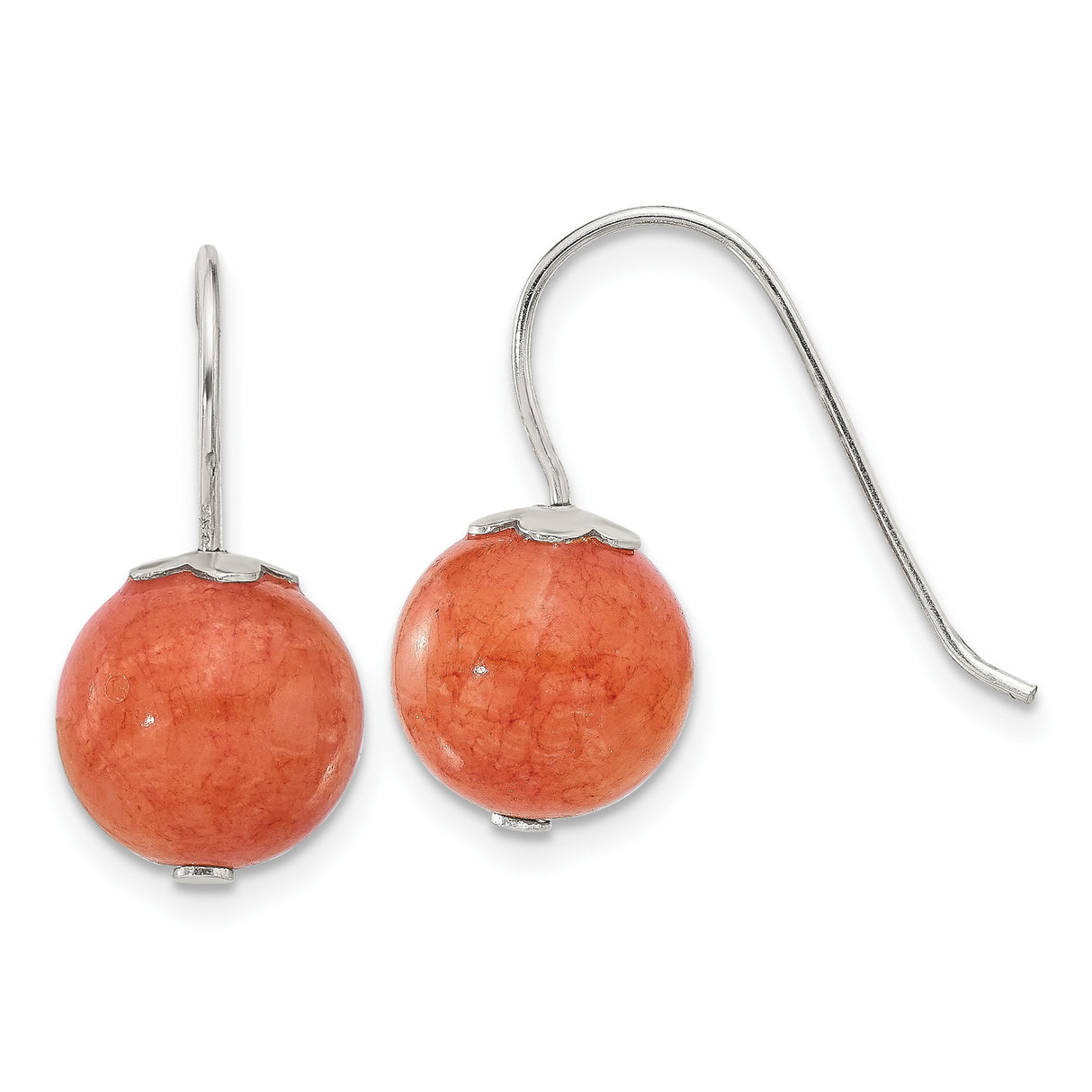 Sterling Silver Drop Earrings with Orange Quartz, Minimalist Boho Style for Women