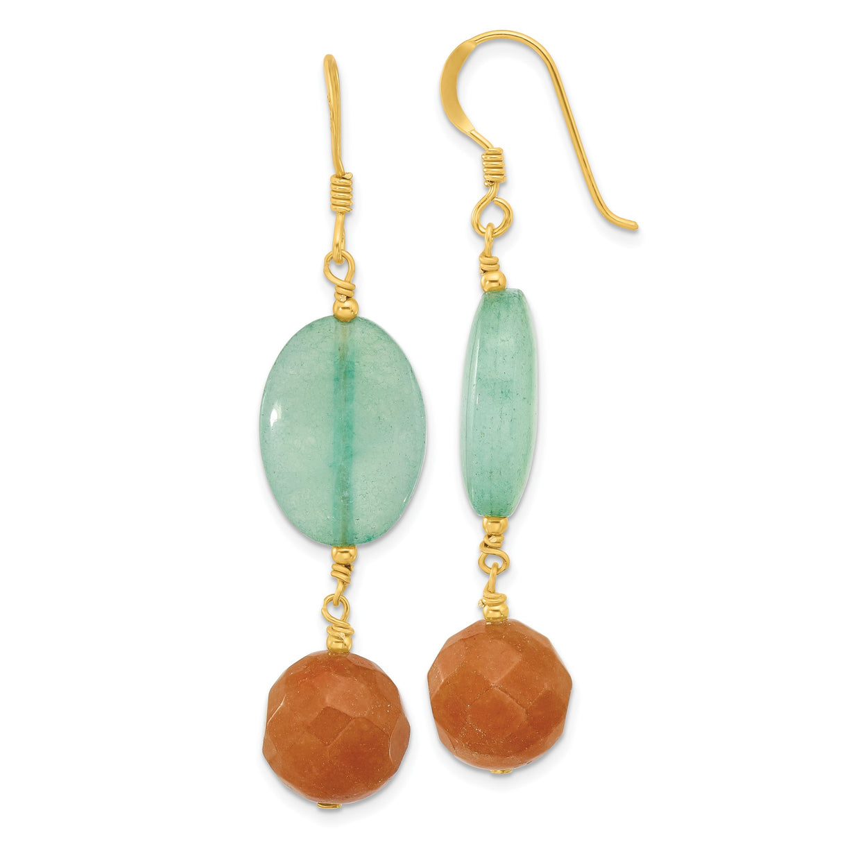 Sterling Silver Drop Earrings with Quartz and Aventurine, Boho Dangle Style for Women