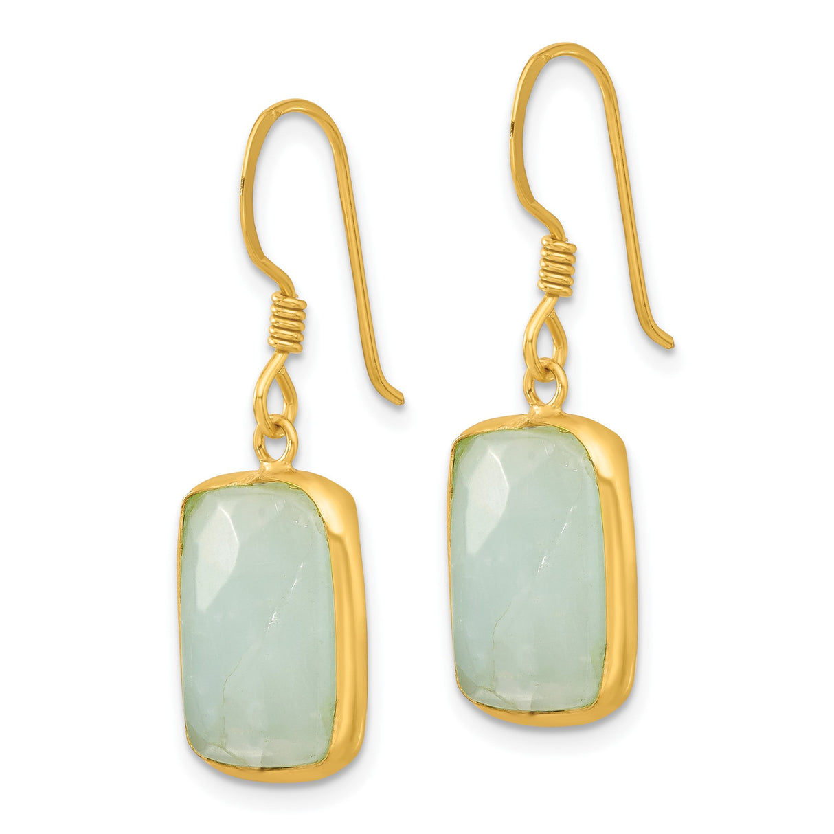Sterling Silver Drop Earrings with Amazonite, Rectangular Faceted Modern Minimal Design