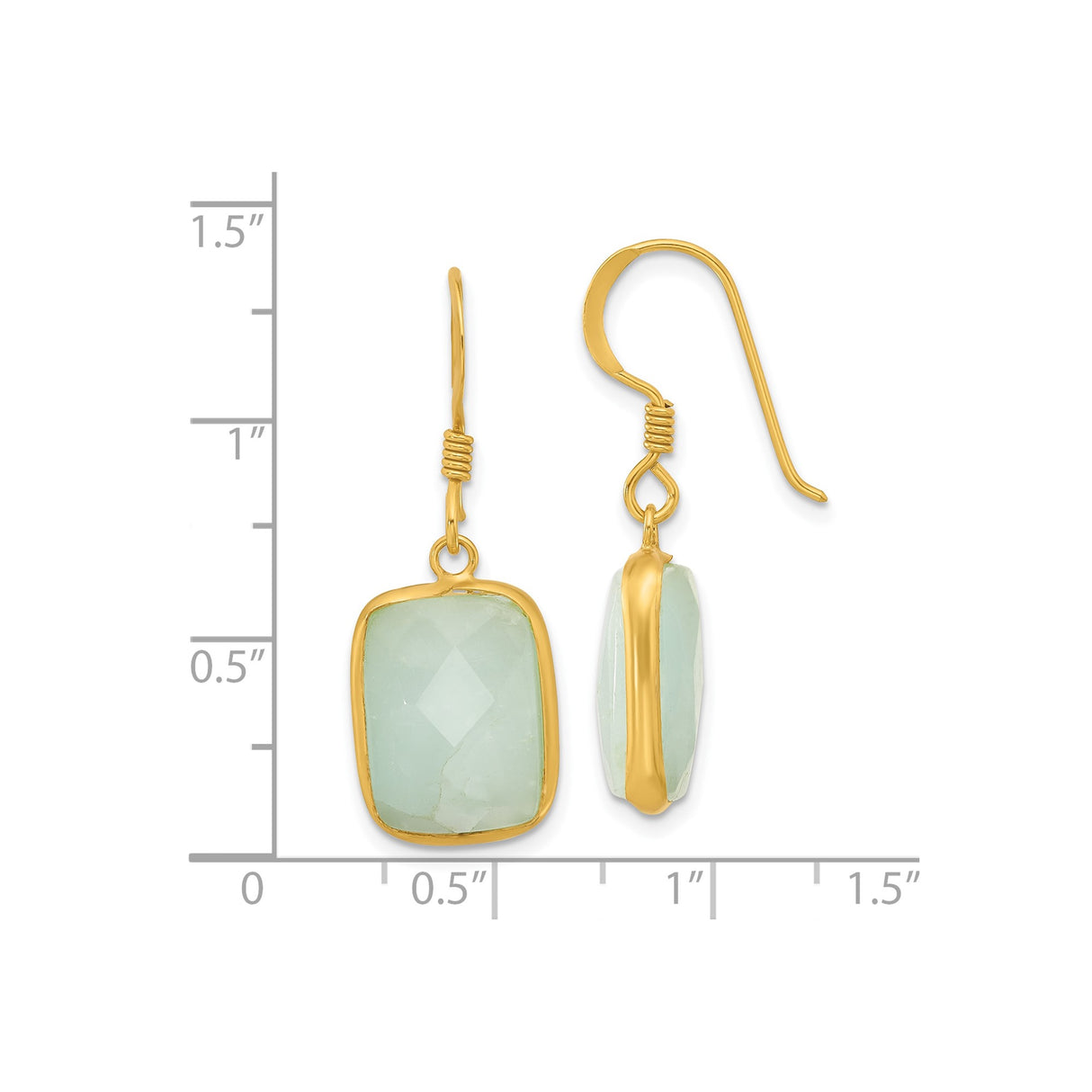 Sterling Silver Drop Earrings with Amazonite, Rectangular Faceted Modern Minimal Design