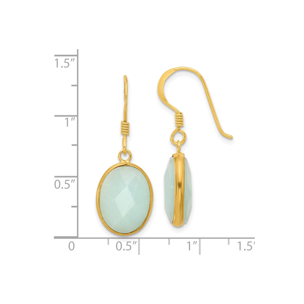 Sterling Silver Dangle Earrings with Oval Amazonite in Bezel Setting, Minimalist Long Drop Design