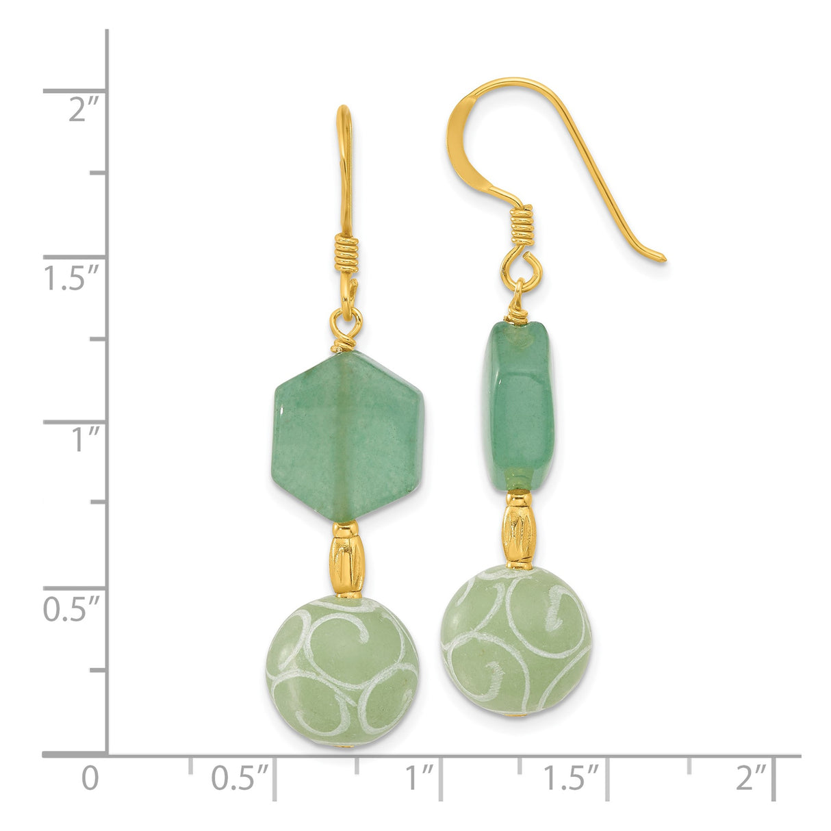 Sterling Silver Dangle Earrings with Aventurine and Jade, Boho Chic Geometric Design
