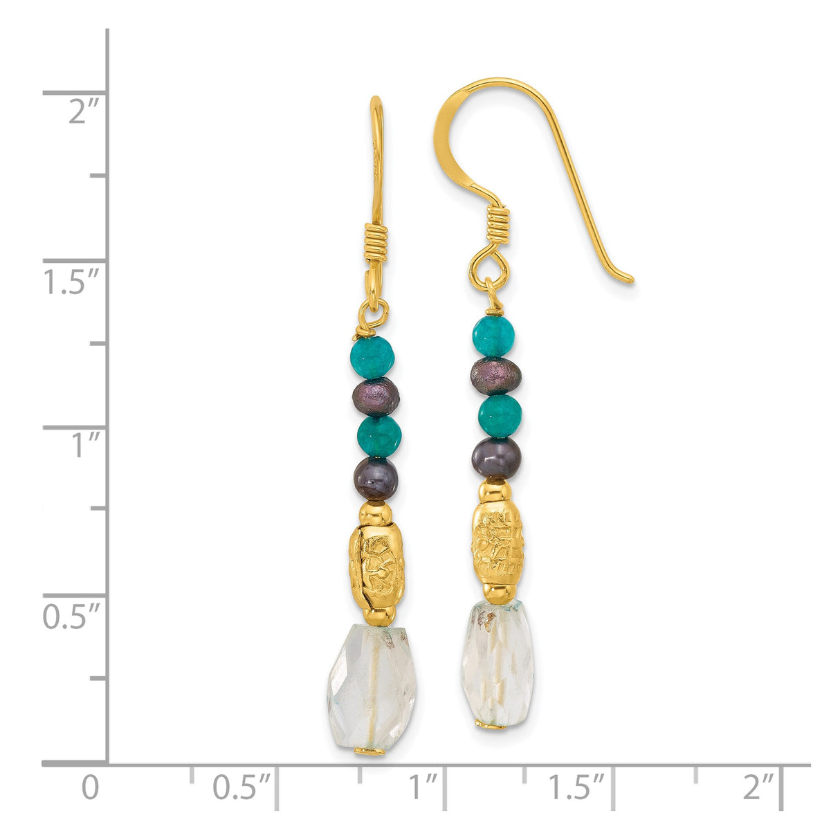 Sterling Silver Dangle Earrings with Turquoise, Black Beads, and Bohemian Drop Design