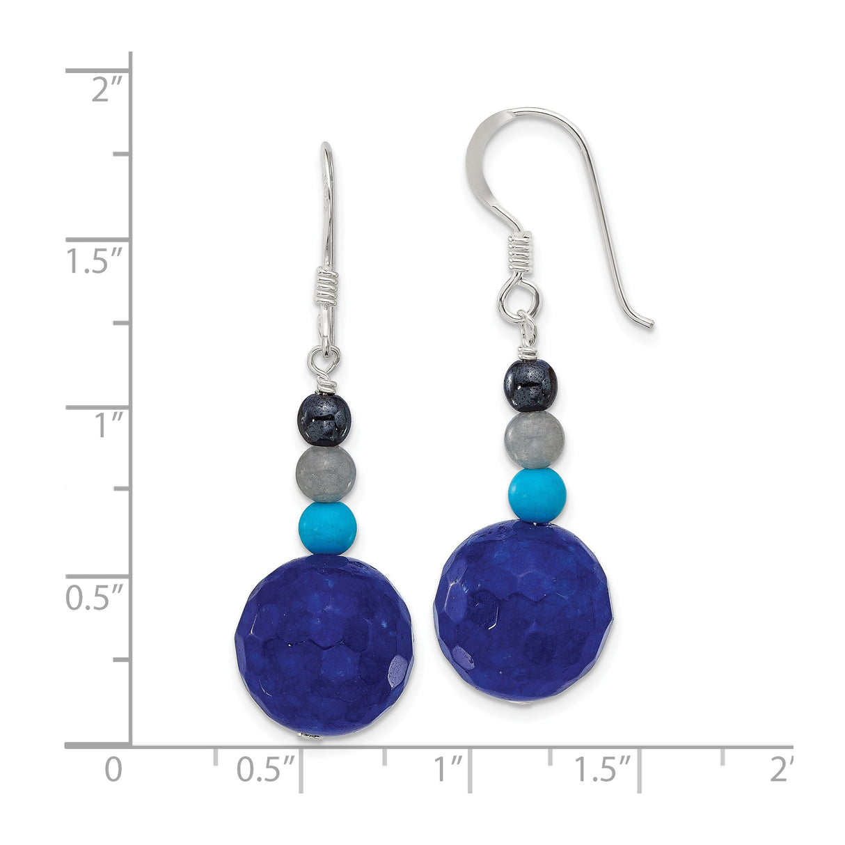 Sterling Silver Dangle Earrings with Agate and Reconstructed Magnesite, Boho Style