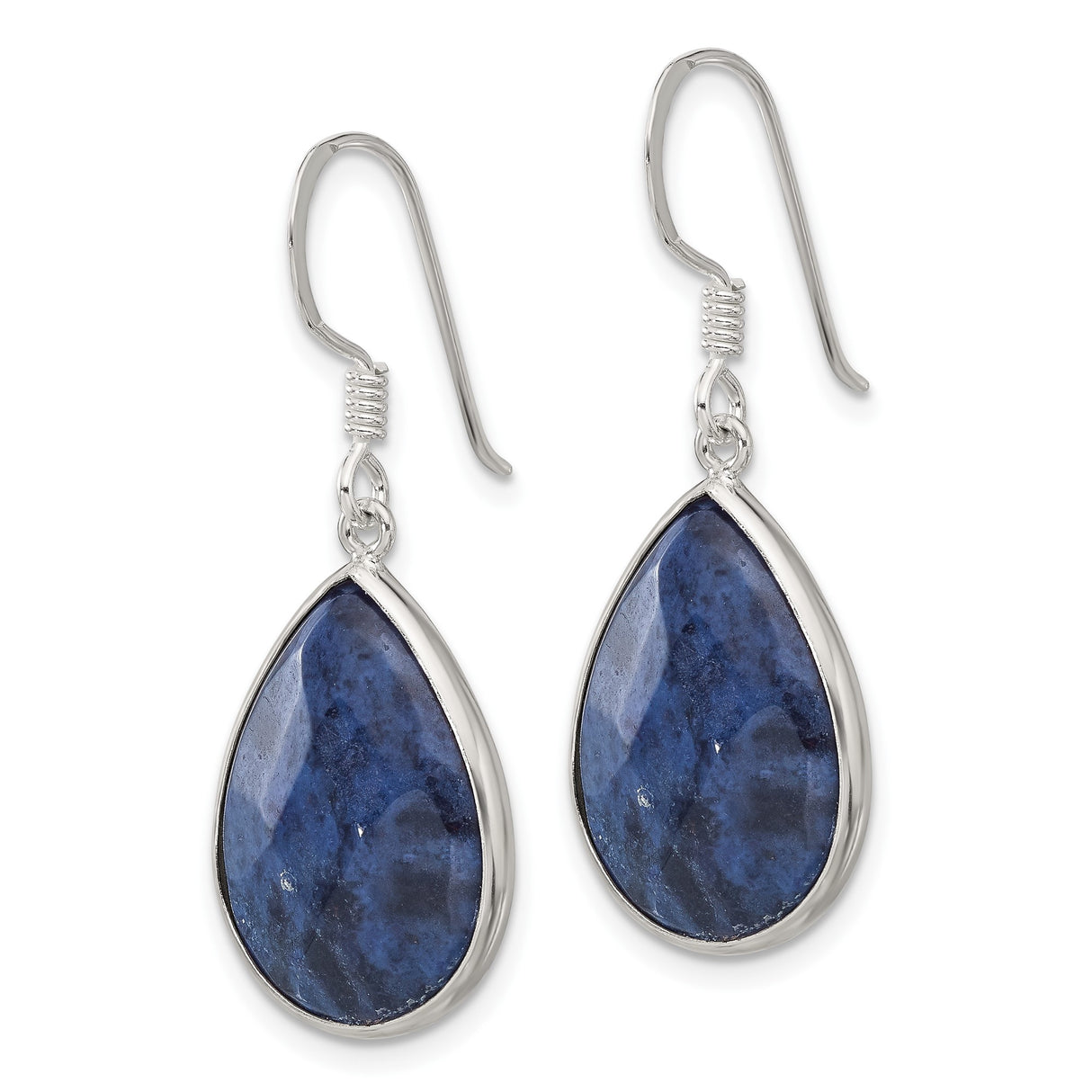 Sterling Silver Teardrop Dangle Earrings with Lapis, Modern Minimalist Design for Women