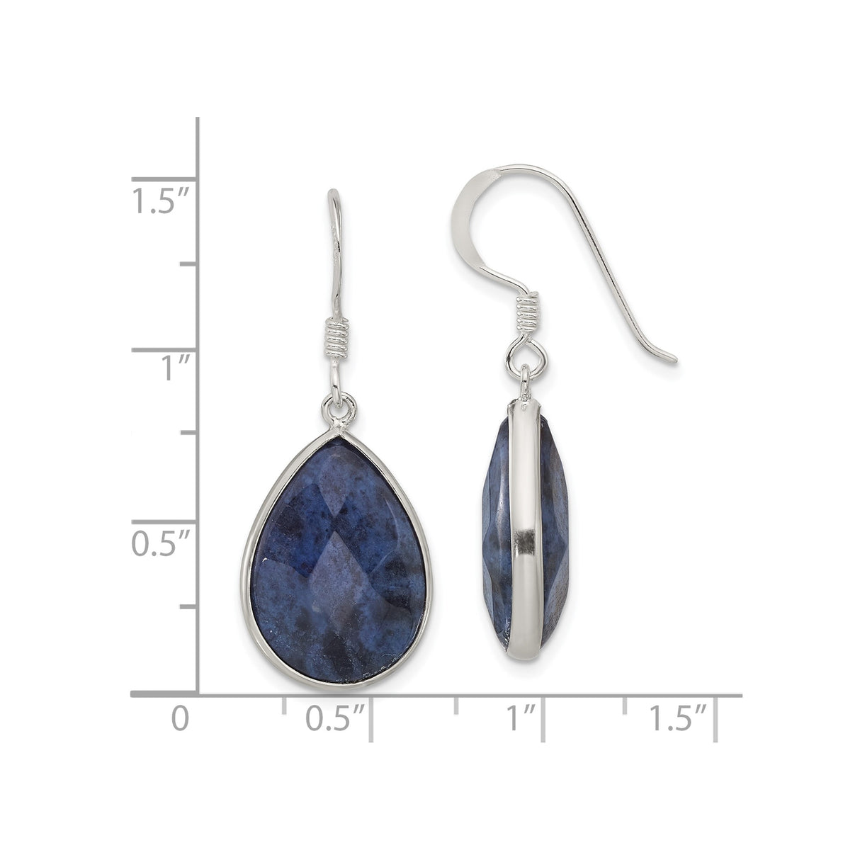 Sterling Silver Teardrop Dangle Earrings with Lapis, Modern Minimalist Design for Women
