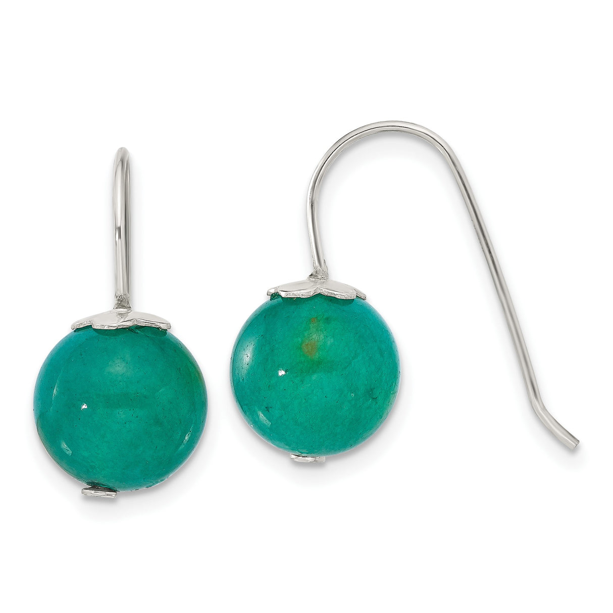 Sterling Silver Dangle Earrings with Green Aventurine Beads, Floral Cap, Boho Style