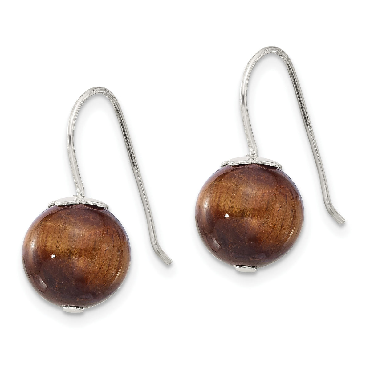 Sterling Silver Dangle Earrings with Tiger Eye Gemstone, Handmade Boho Spiritual Jewelry for Women