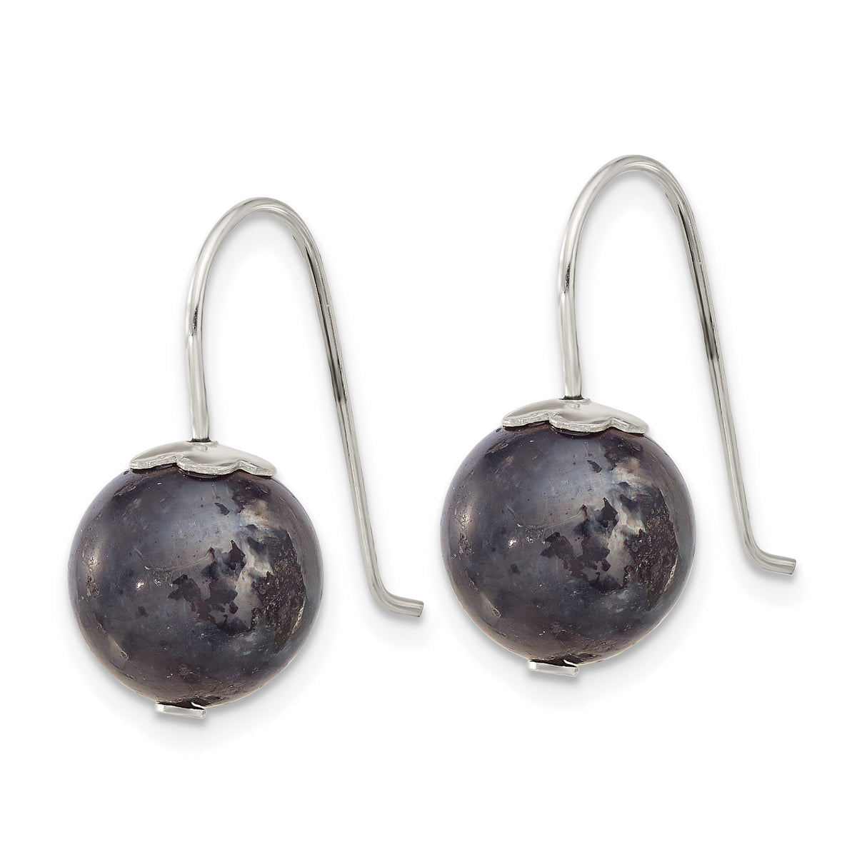 Sterling Silver Drop Earrings with Labradorite, Boho Minimalist Dangle Design for Women