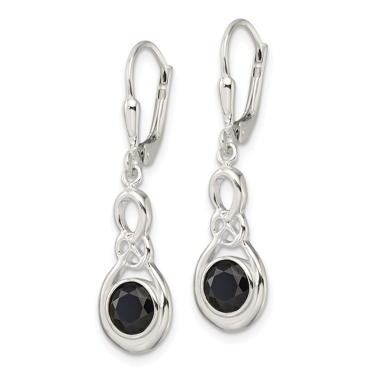 Sterling Silver Infinity Drop Earrings with Onyx Gemstones, Symbol of Eternal Love