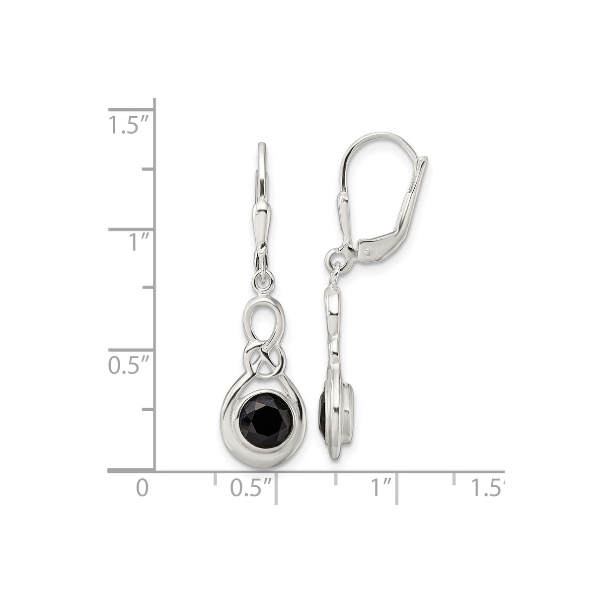 Sterling Silver Infinity Drop Earrings with Onyx Gemstones, Symbol of Eternal Love