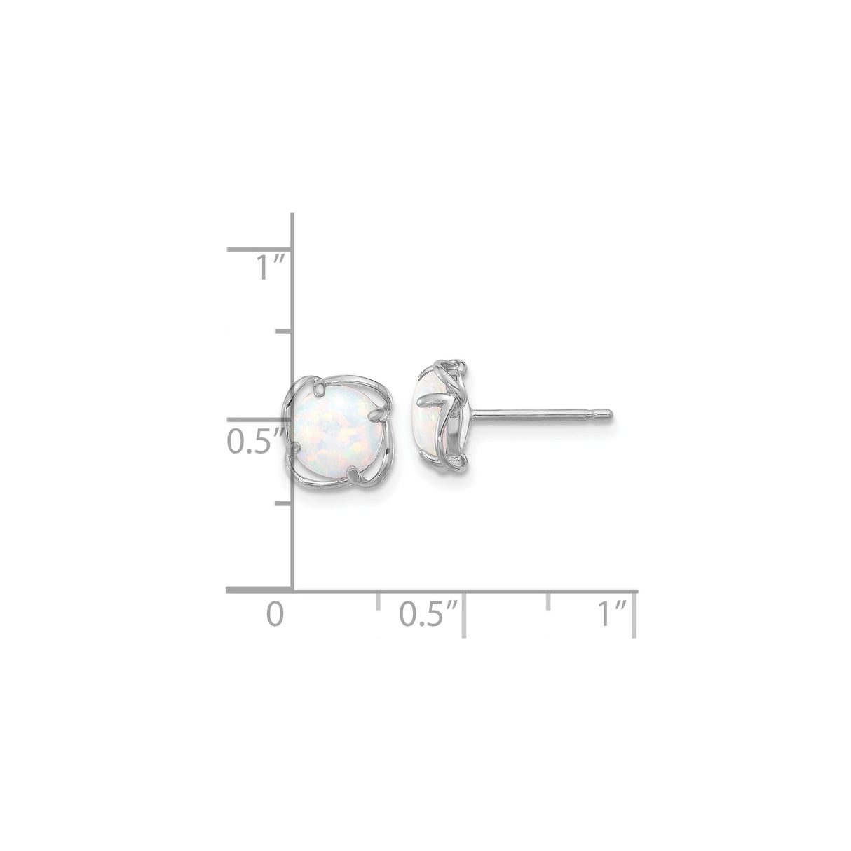 Sterling Silver Opal Stud Earrings, Round White Opals in Floral Setting, Minimalist Design for Women