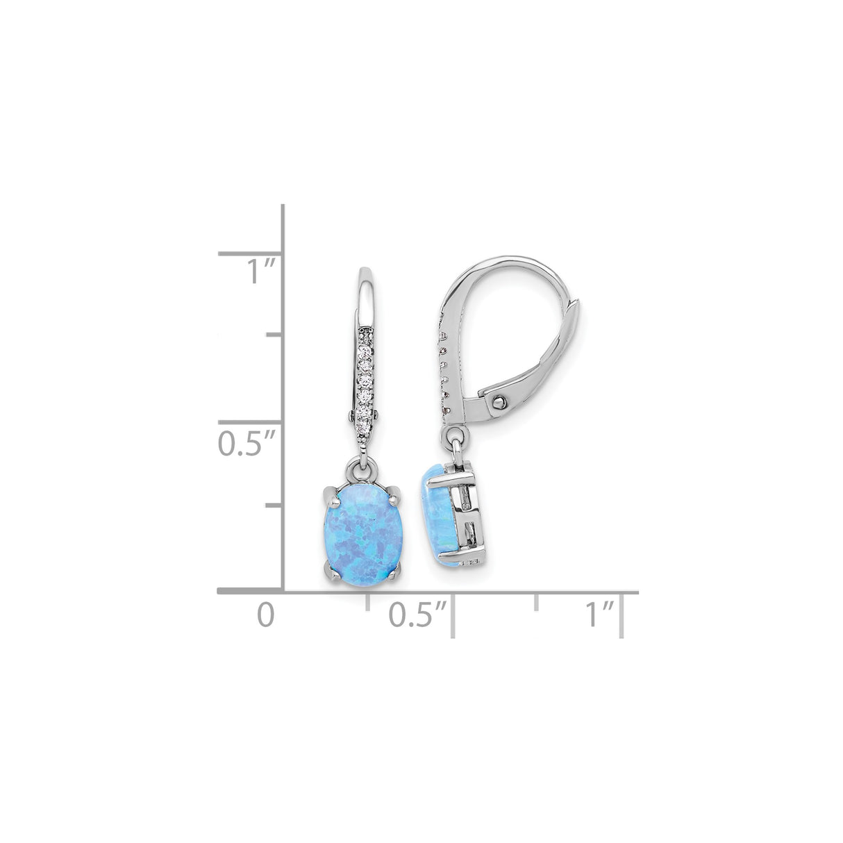 Sterling Silver Dangle Earrings with Created Opal and Cubic Zirconia Accents, Leverback Closure