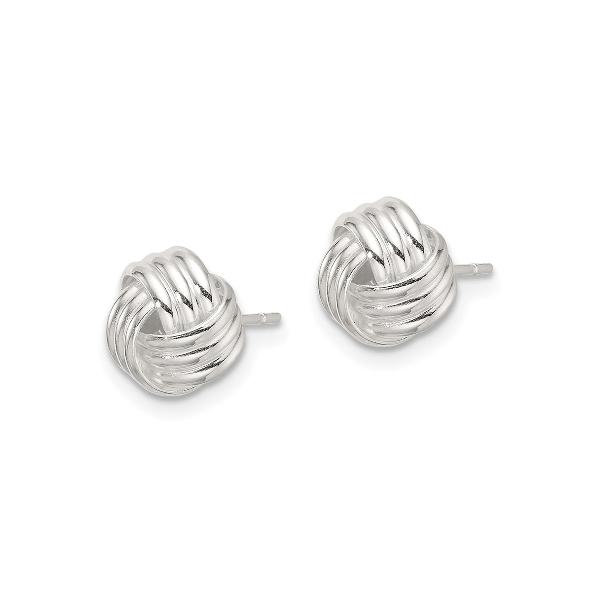Sterling Silver Love Knot Stud Earrings with Polished Interwoven Design for Women