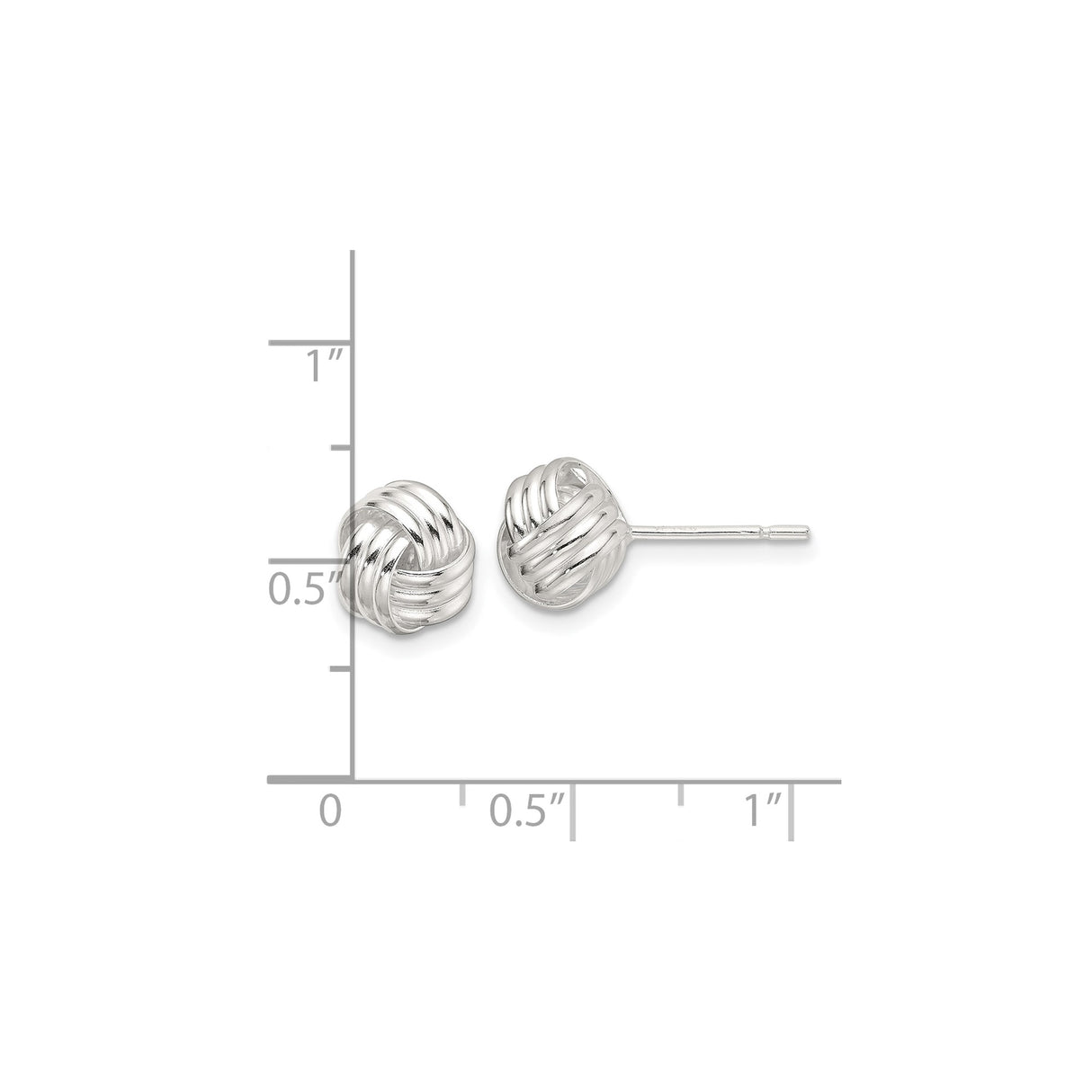 Sterling Silver Love Knot Stud Earrings with Polished Interwoven Design for Women