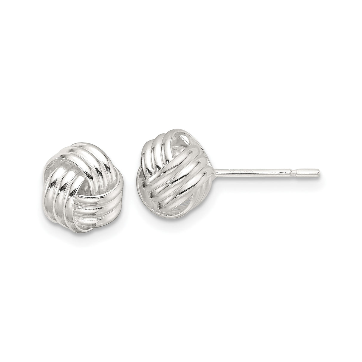 Sterling Silver Love Knot Stud Earrings with Polished Interwoven Design for Women