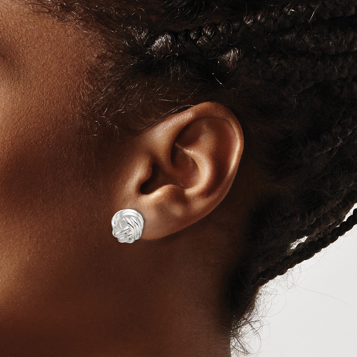 Sterling Silver Love Knot Stud Earrings with Twisted Rope Design, Symbol of Eternal Love
