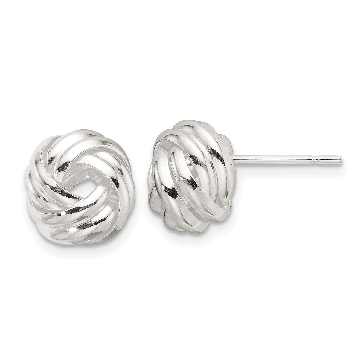 Sterling Silver Love Knot Stud Earrings with Twisted Rope Design, Symbol of Eternal Love
