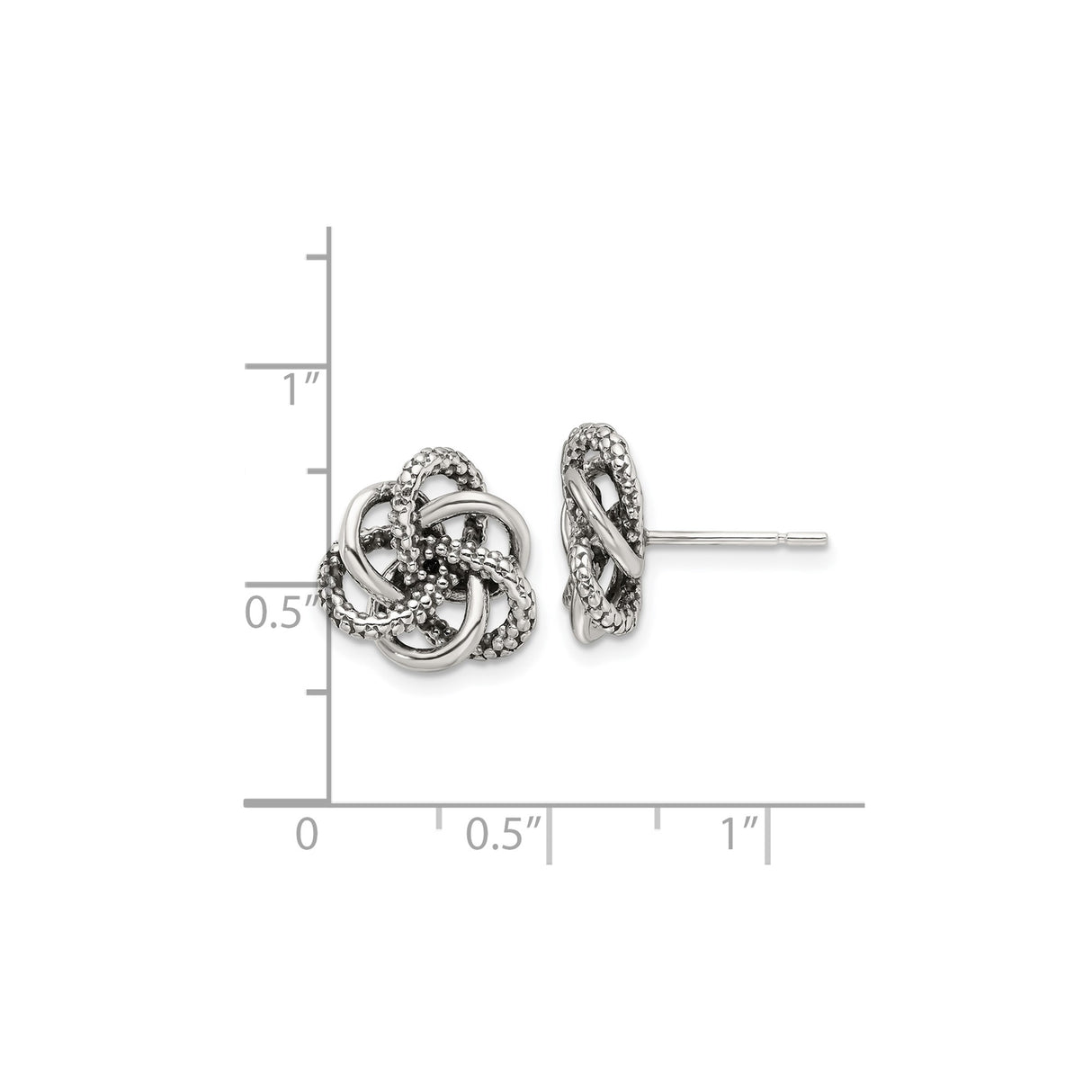 Sterling Silver Love Knot Stud Earrings with Textured and Polished Design for Women