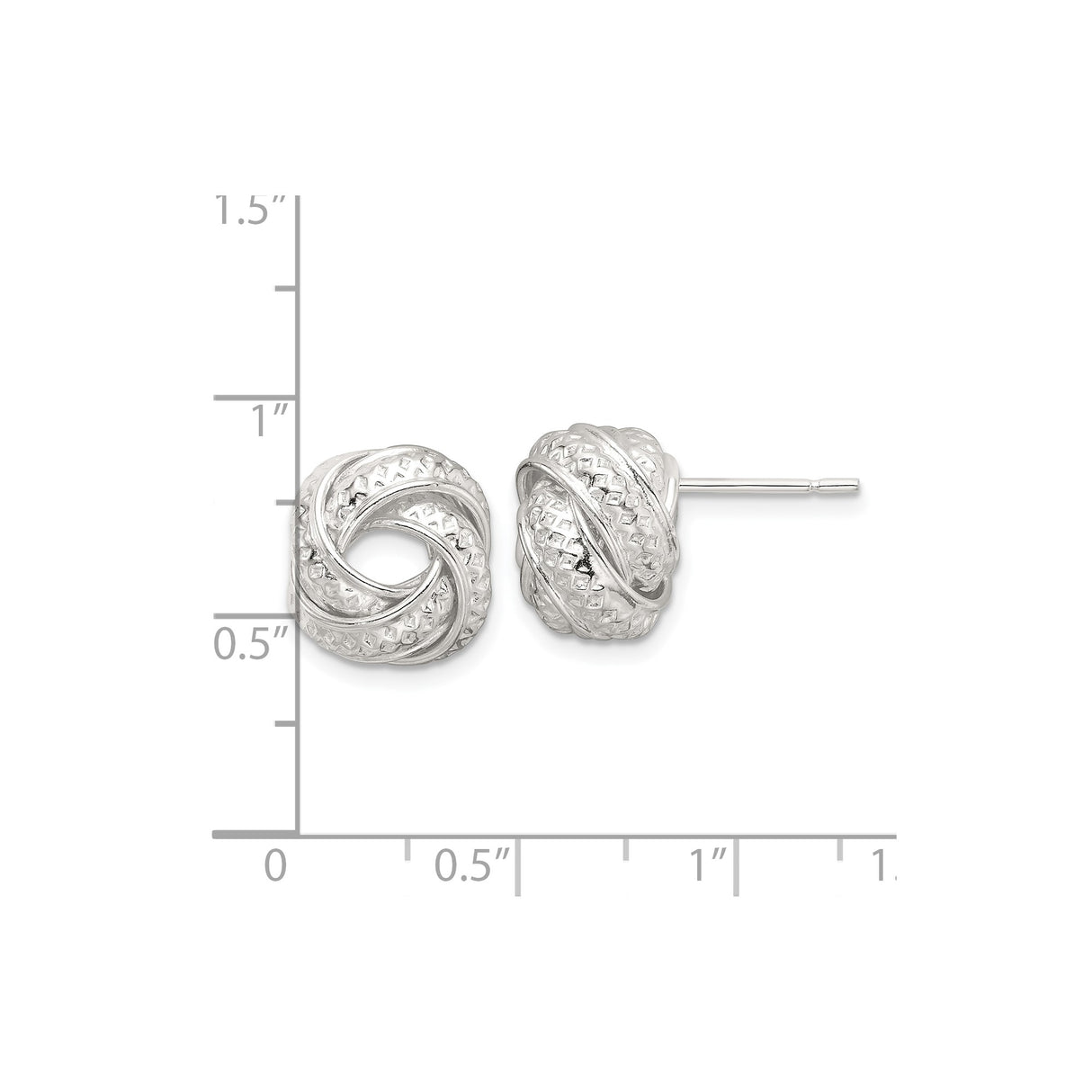 Sterling Silver Love Knot Stud Earrings with Textured and Polished Finish