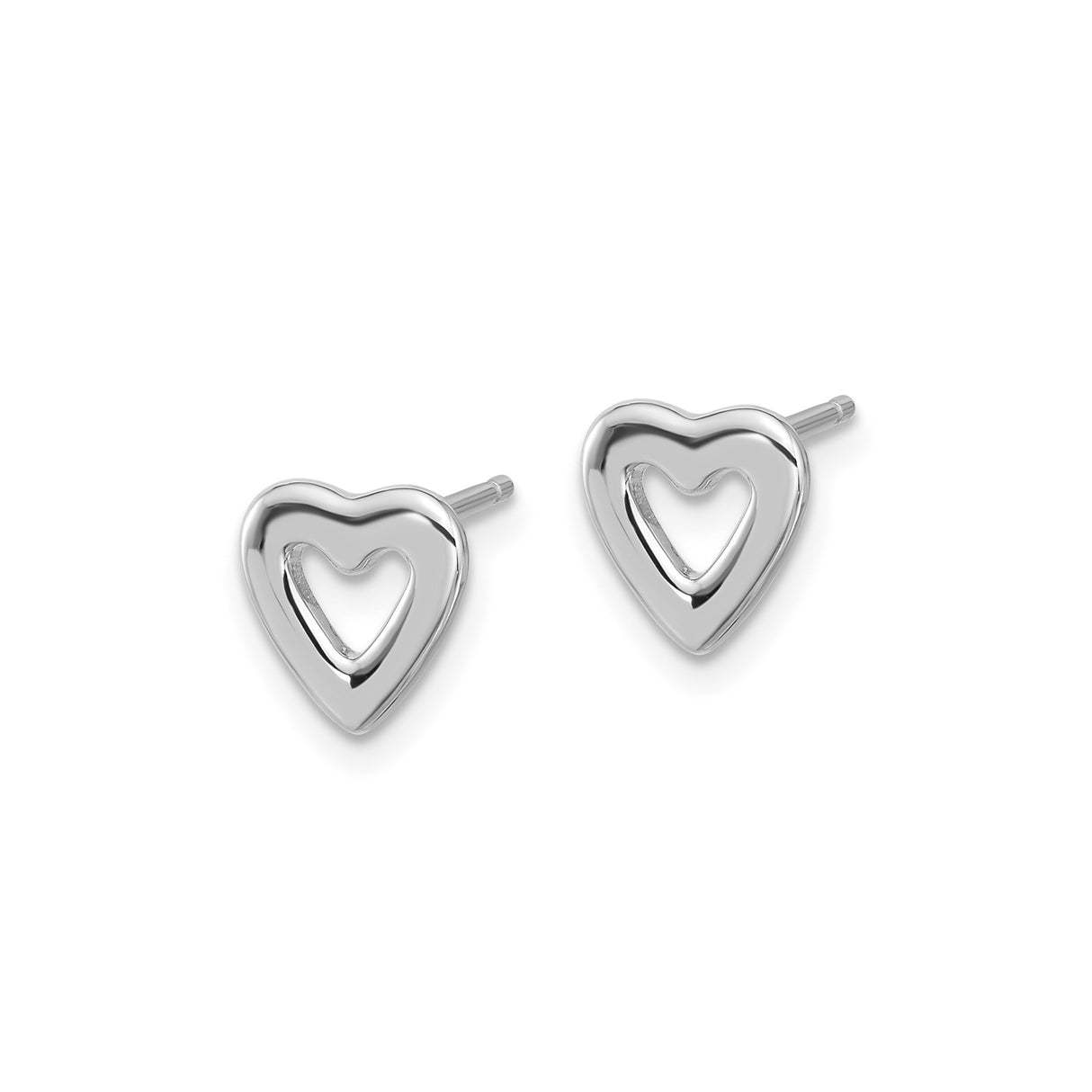 Sterling Silver Heart Stud Earrings, Open Love Symbol Minimalist Design for Women