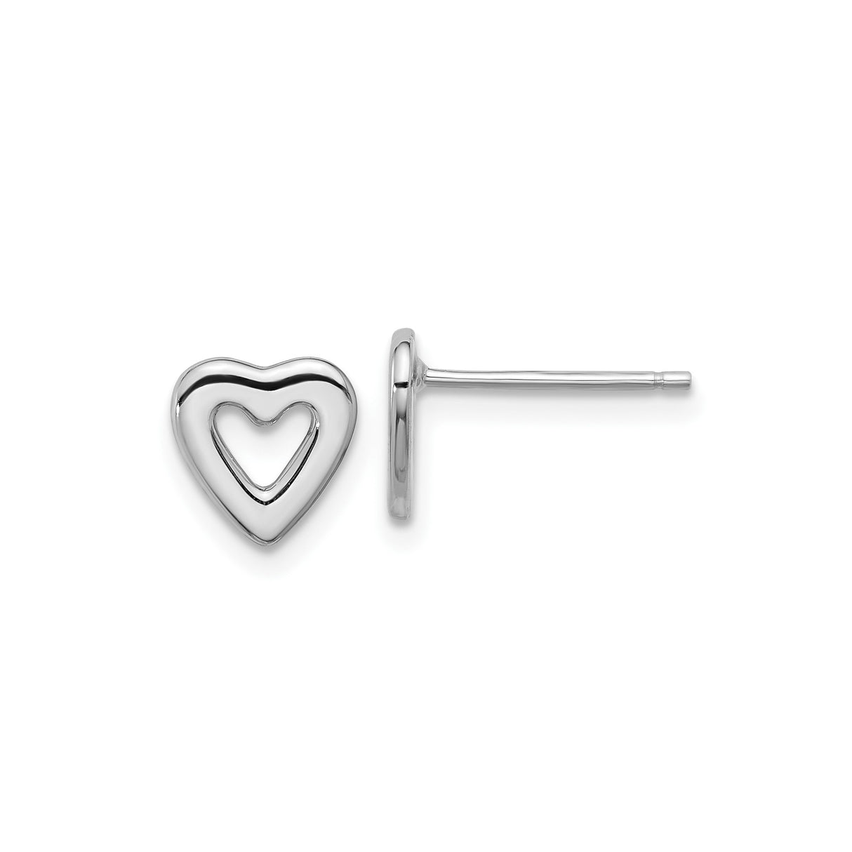 Sterling Silver Heart Stud Earrings, Open Love Symbol Minimalist Design for Women