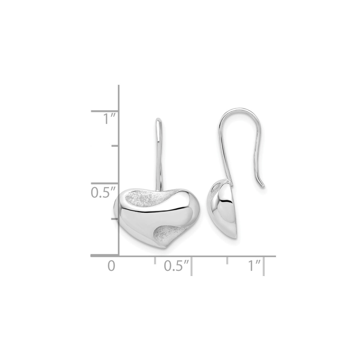 Sterling Silver Heart Dangle Earrings with Abstract Modern Design and Textured Finish