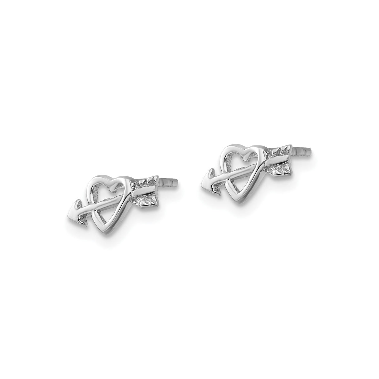 Sterling Silver Heart and Arrow Stud Earrings, Romantic Open Heart Design for Women