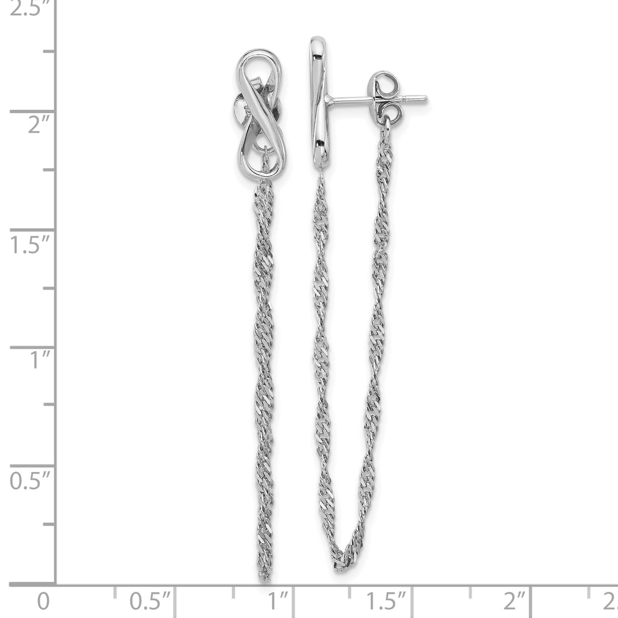 Sterling Silver Dangle Earrings with Infinity Symbol and Twisted Rope Chain Design