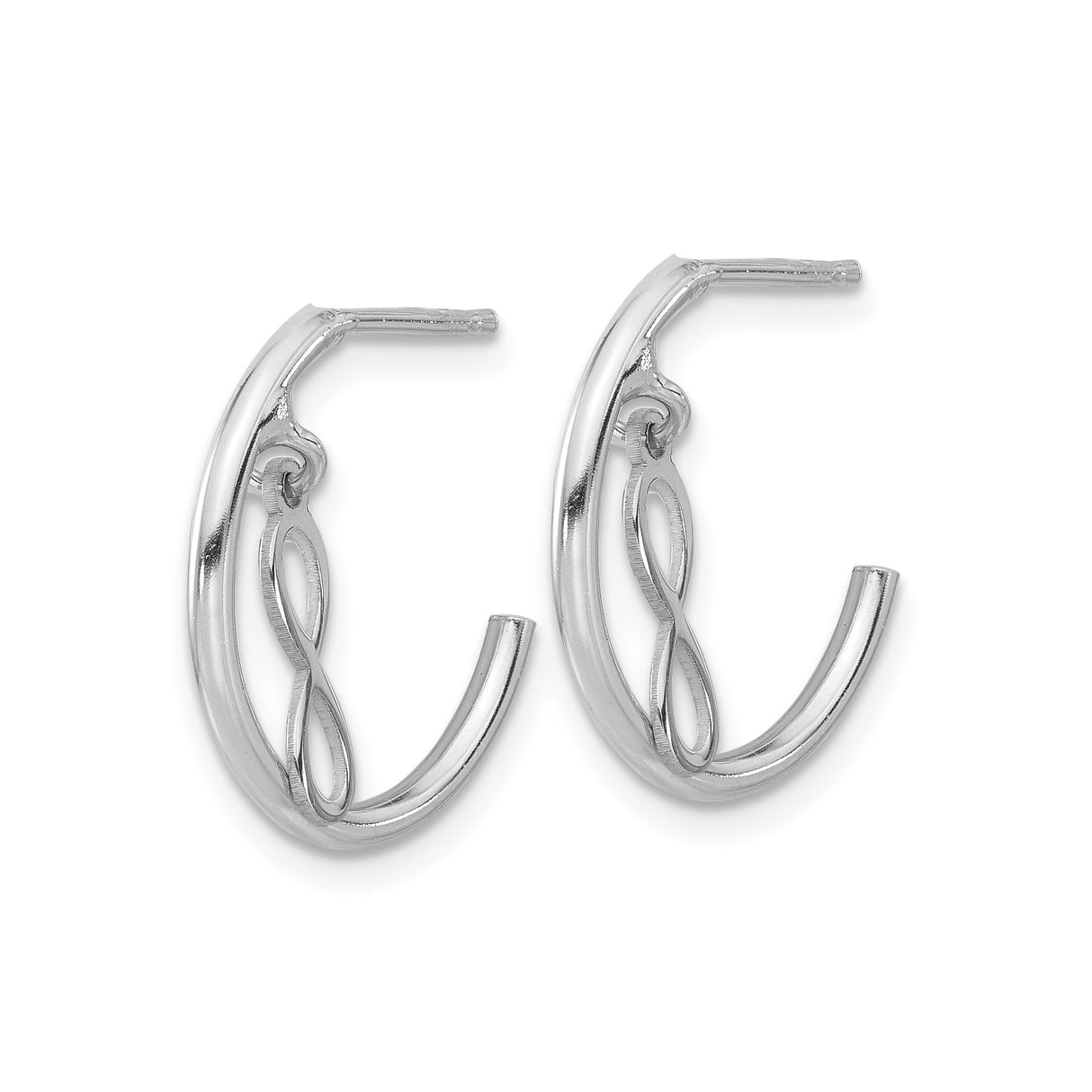 Sterling Silver Infinity Hoop Earrings with Dangling Symbolic Design